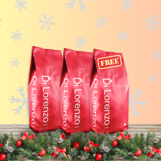 Special Christmas deal presented in 3 bags of coffee beans premium di lorenzo coffee, one bag is for free