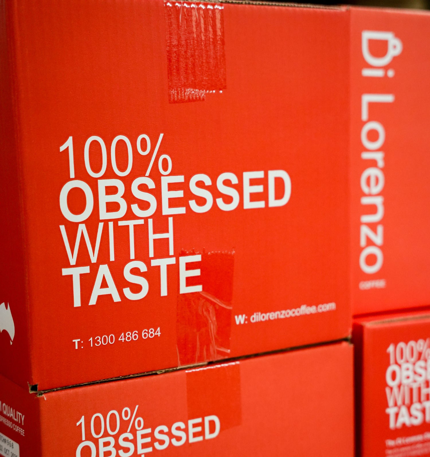 Boxes printed 100% obsessed with taste